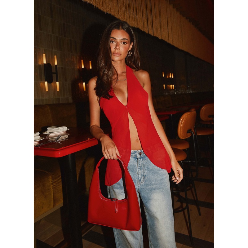 At Last Halterneck Top – Rouge Red