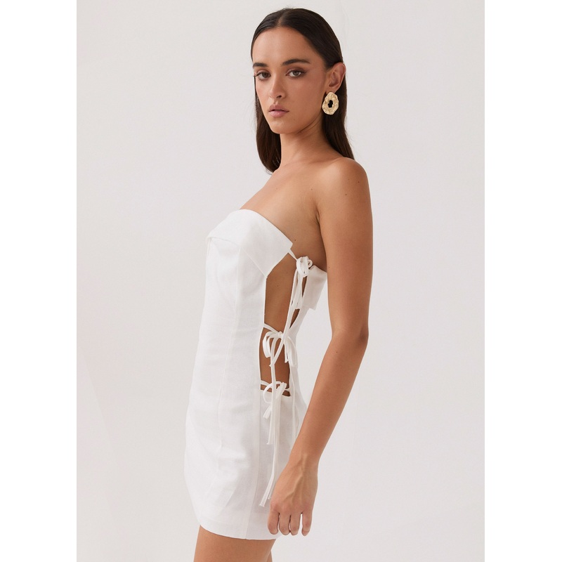 Aura Tie Tube Dress – White