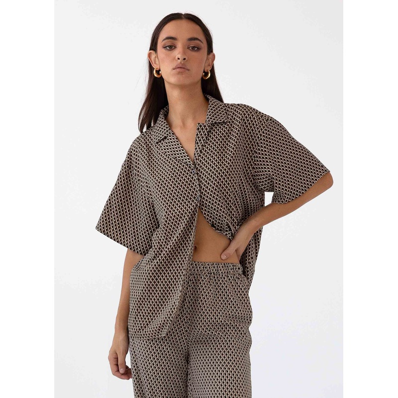 Bruno Oversized Shirt – Brown Geo