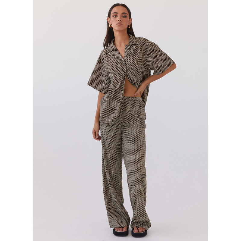 Bruno Wide Leg Pants – Brown Geo