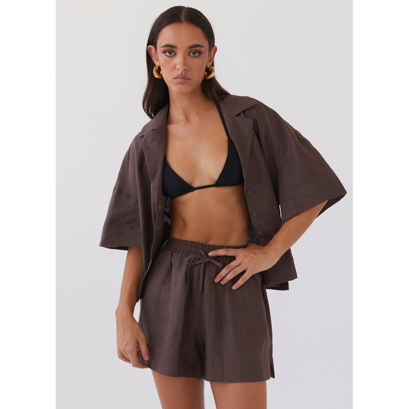 Chelsea Lounge Linen Shorts – Chestnut