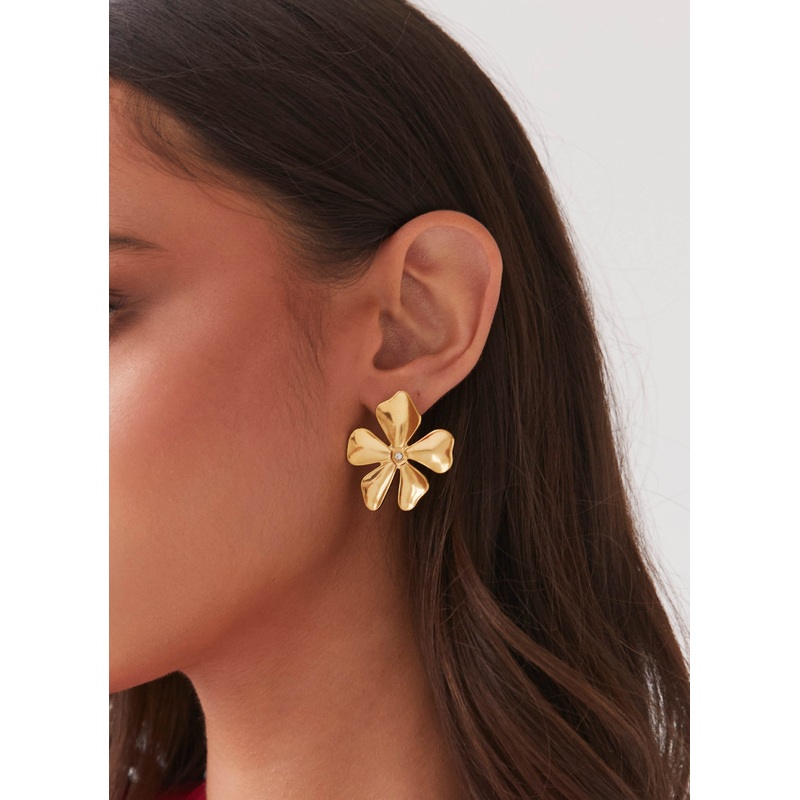 Daisy Love Flower Earrings – Gold