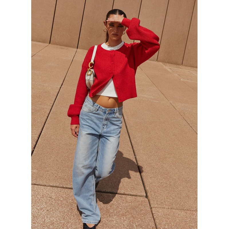 Daphne Knit Cardigan – Cherry