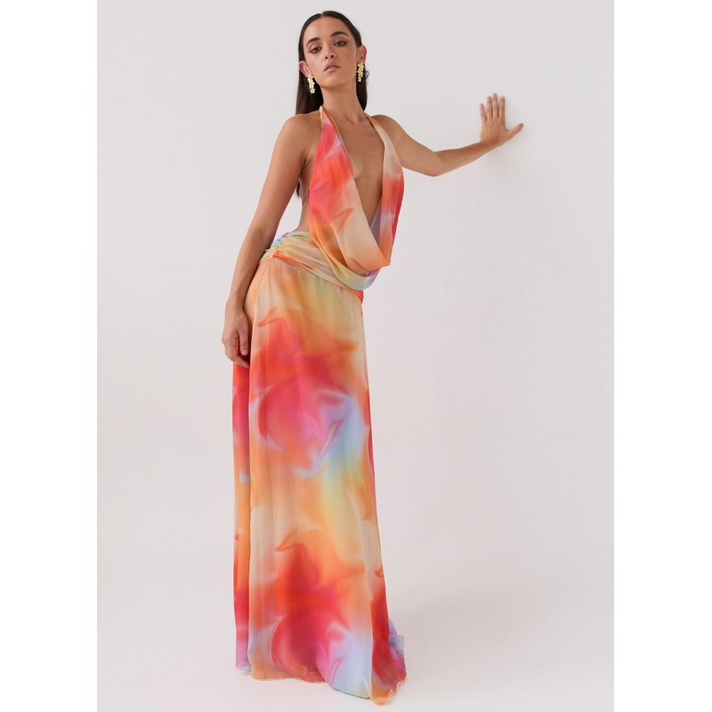 Elysia Chiffon Maxi Dress – Rainbow