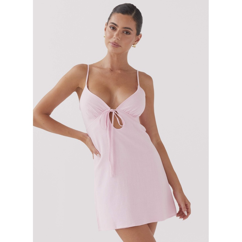 Flora Linen Mini Dress – Candy