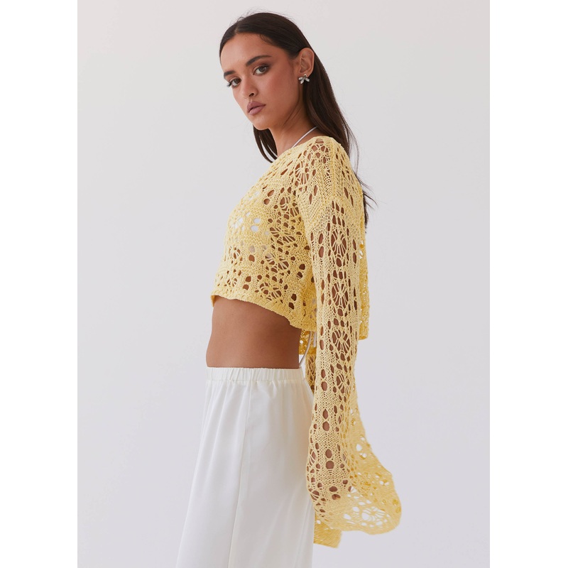 Free Mind Crochet Long Sleeve Top – Marigold