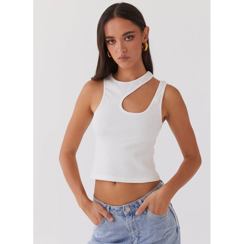 Isla Cut Out Tank Top – White