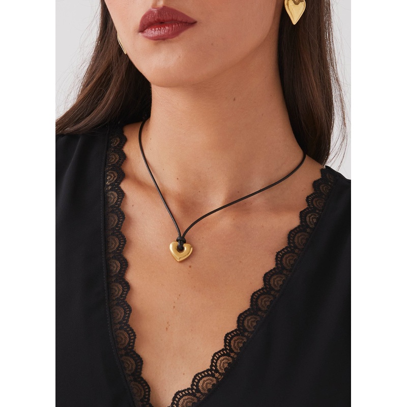 Laney Heart Rope Necklace – Gold