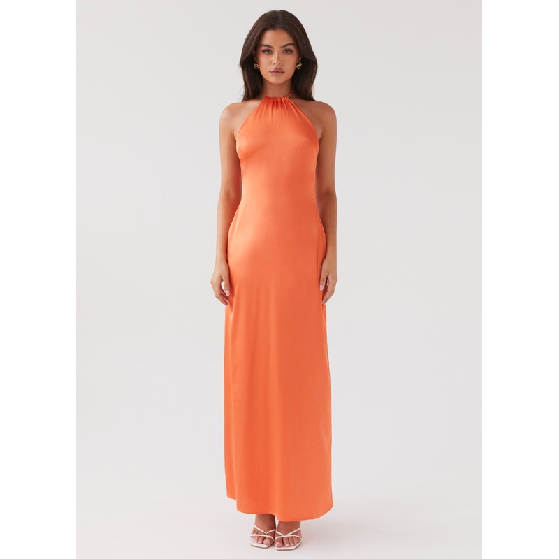 Melody Day Halterneck Maxi Dress – Tangerine