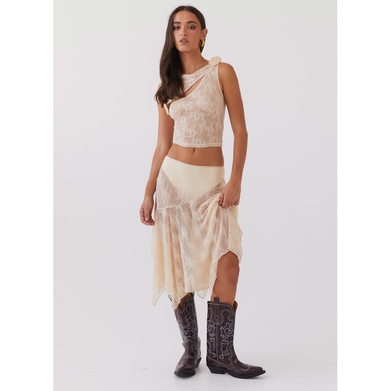 Nakia Lace Midi Skirt – Ivory