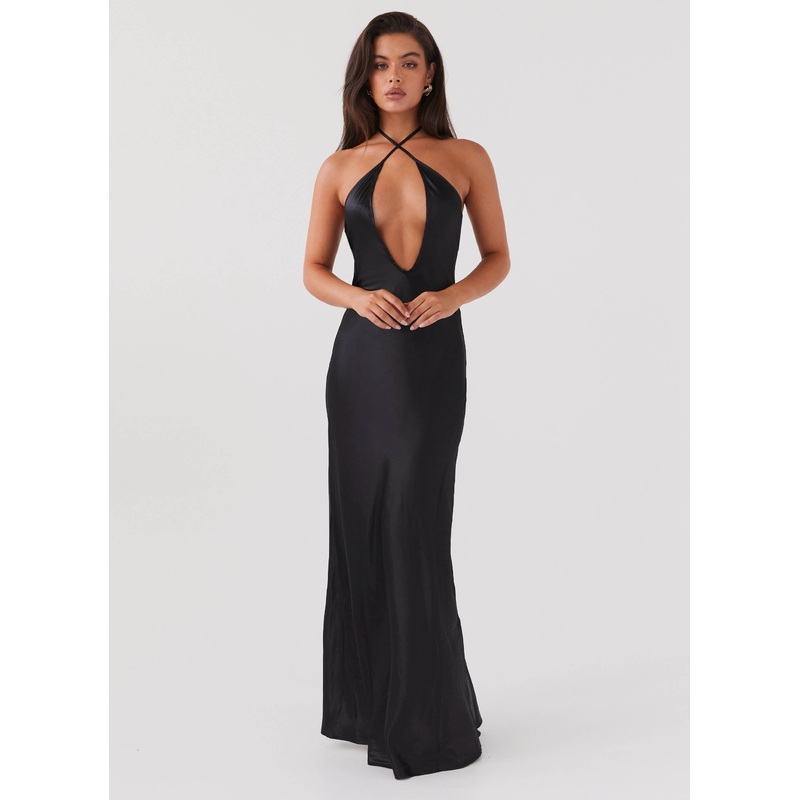Noir Symphony Maxi Dress – Black