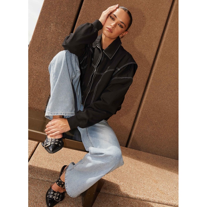Take The Lead Oversized Bomber Jacket – Shadow