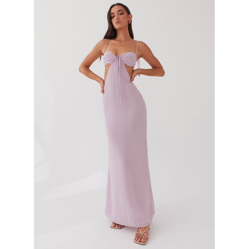 Tyra Ruched Maxi Dress – Lavender