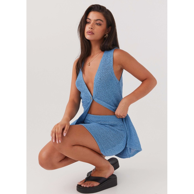 Capri Glow Knit Skirt – Azure