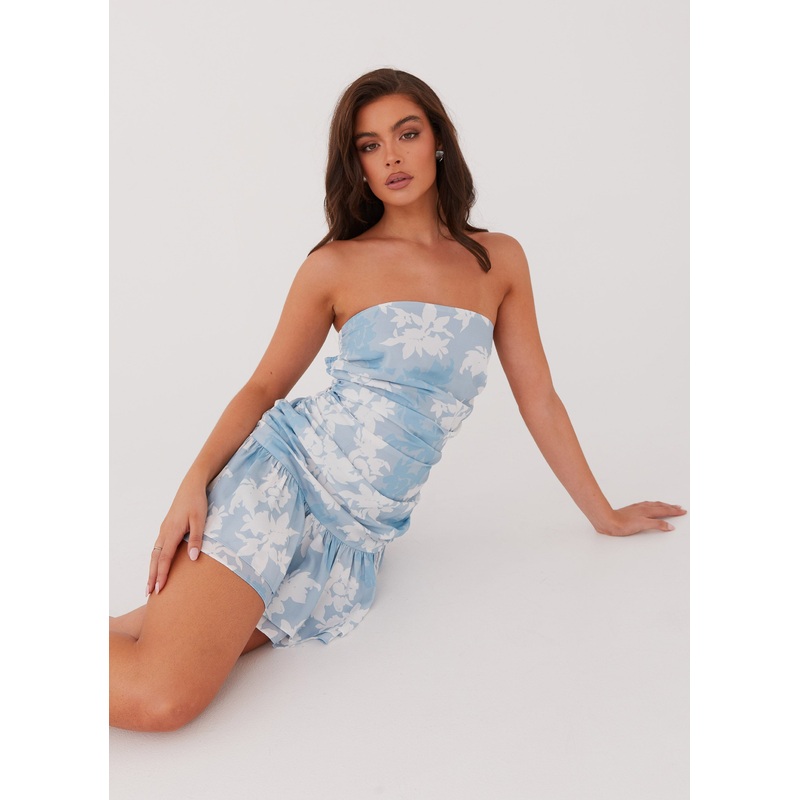 Corrine Strapless Mini Dress – Blue Blossom