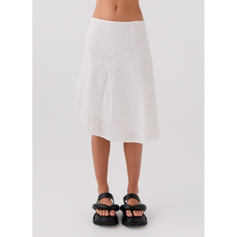 Dewdrop Petal Midi Skirt – Lily White