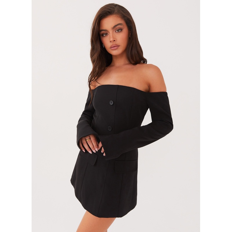 Dominique Blazer Mini Dress – Black
