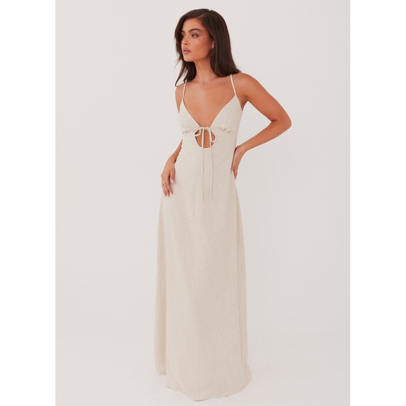 Flora Linen Maxi Dress – Oatmeal