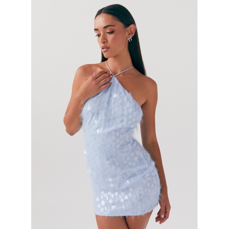 Glitz And Glamour Halterneck Mini Dress – Lavender Mist