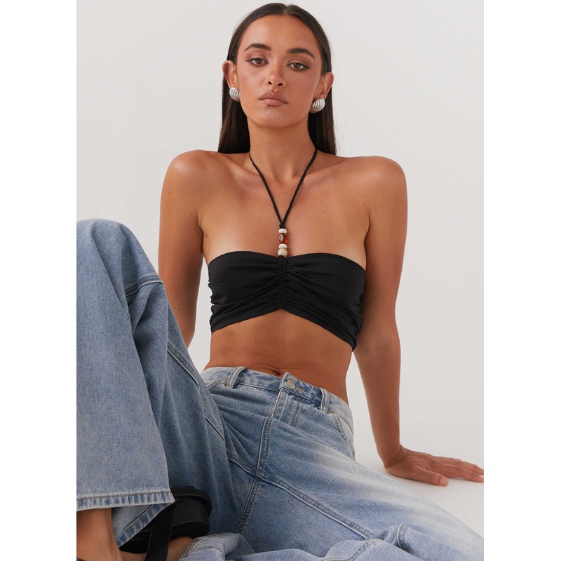 Greta Beaded Top – Black