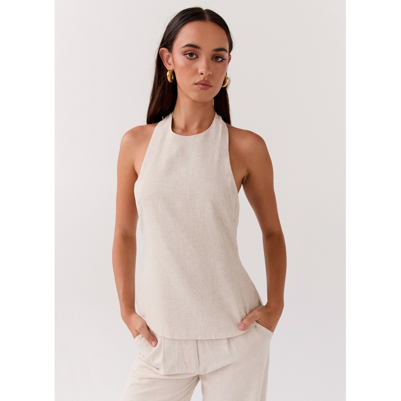 Heatwave Linen Apron Top – Oatmeal