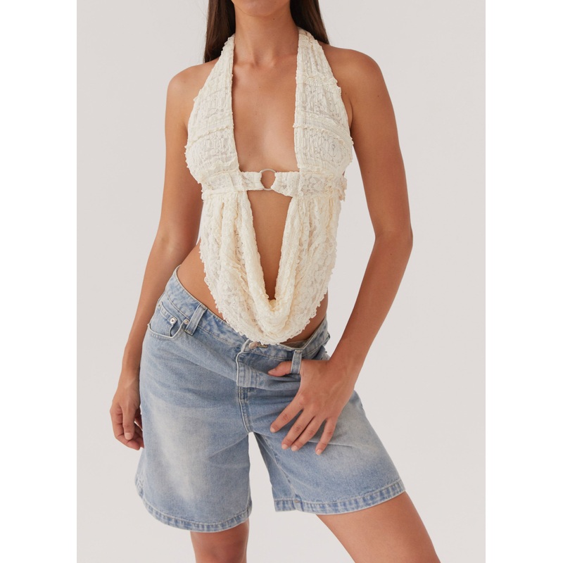 Island Hues Halter Top – Ivory