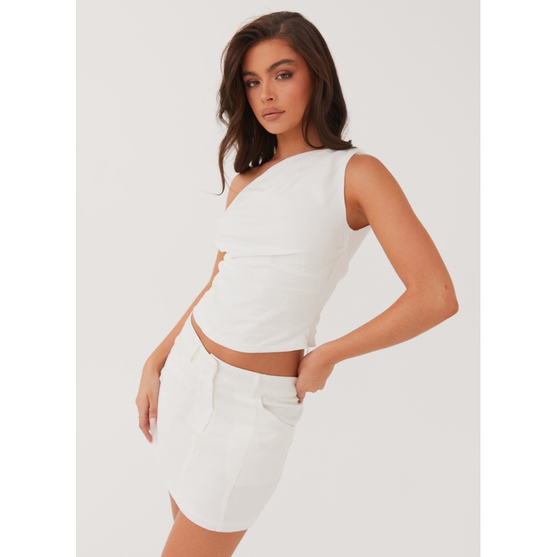 Marissa Linen Mini Skirt – White