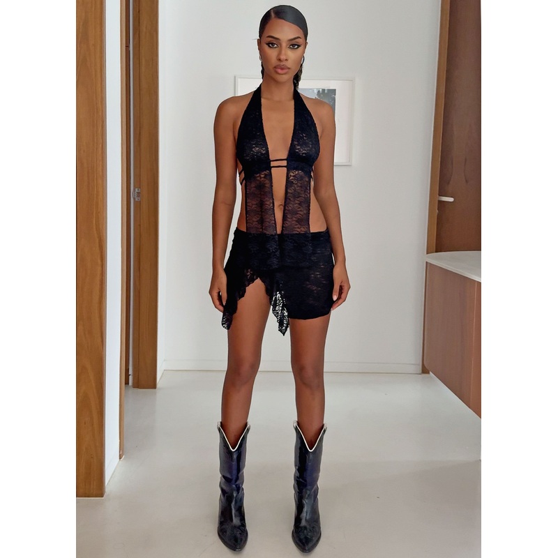 Night Dancer Lace Top – Black