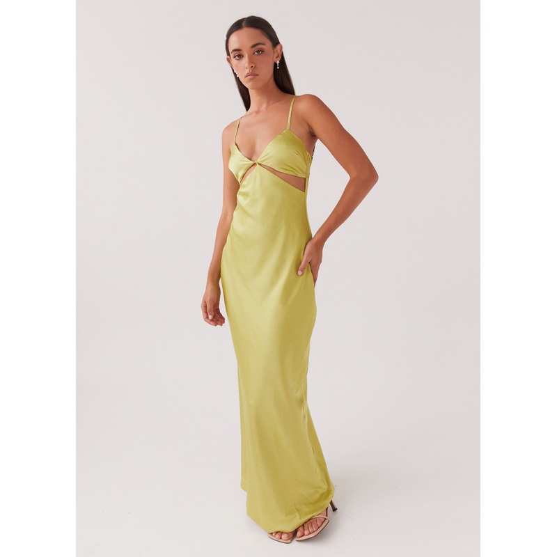 Raylie Cut Out Maxi Dress – Chartreuse
