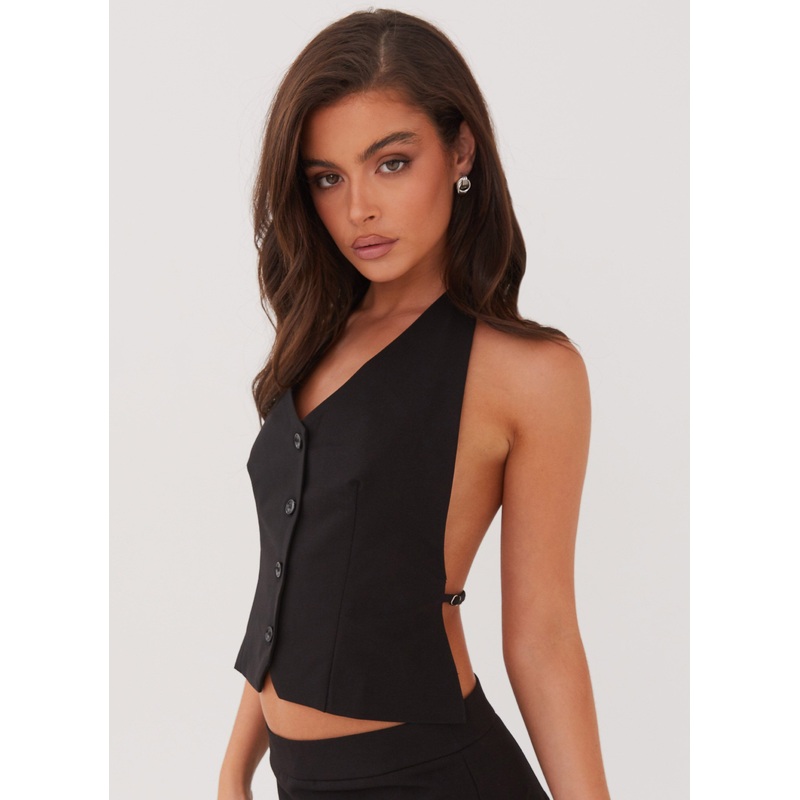 Sarah Halterneck Vest Top – Black