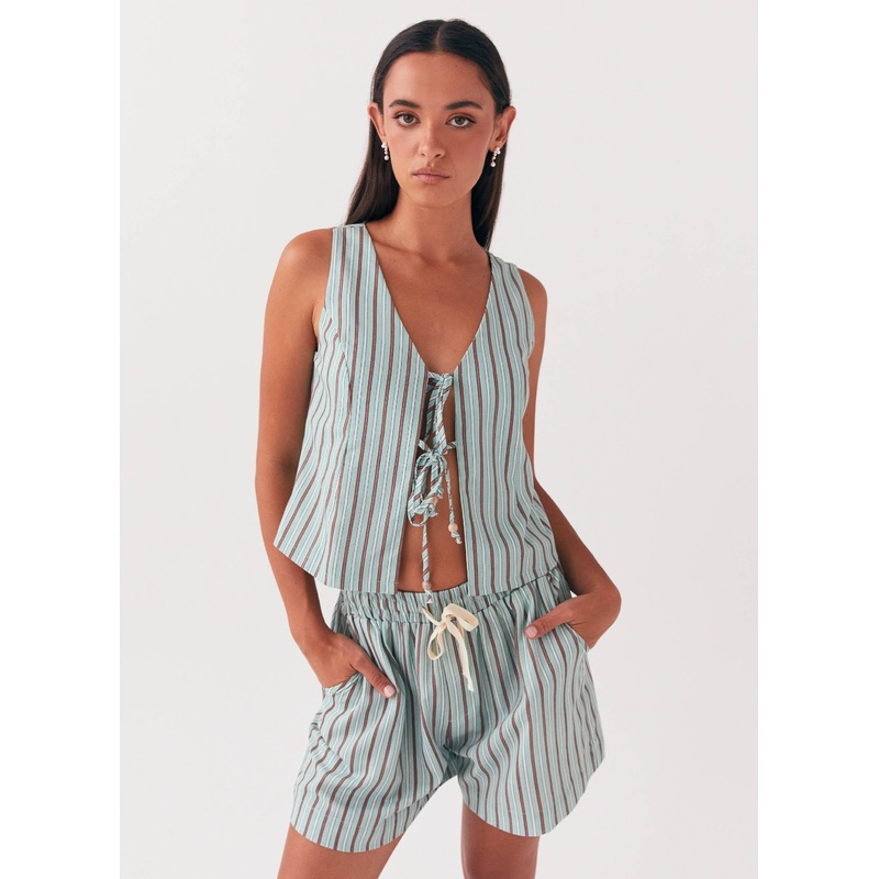 Allania Linen Shorts – Coastal Stripe