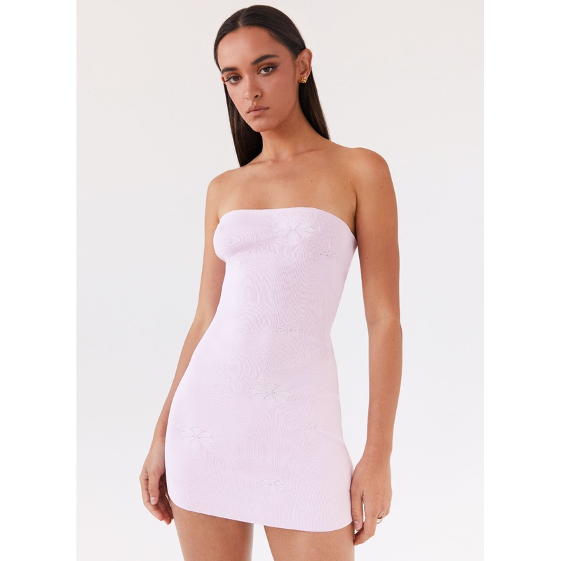 Ashton Strapless Knit Mini Dress – Pink