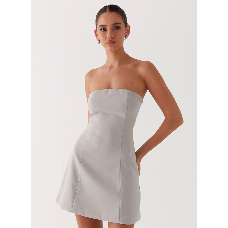 Ayanna Strapless Mini Dress – Grey