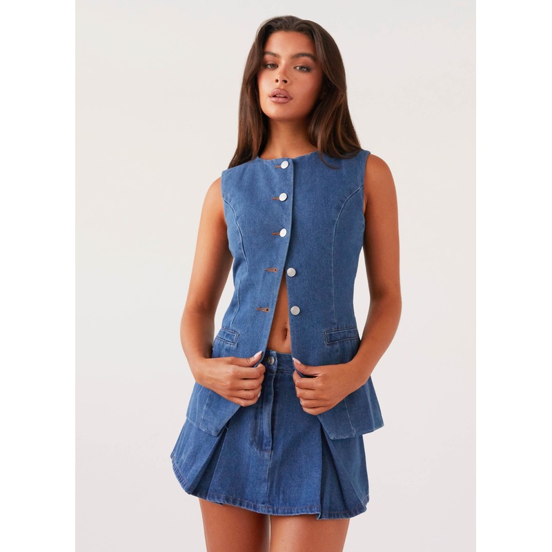 Born For Bordeaux Denim Vest – Indigo