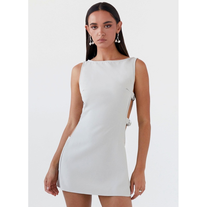 Cherish You Buckle Mini Dress – Grey