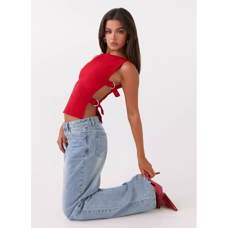 Cherish You Buckle Top – Red
