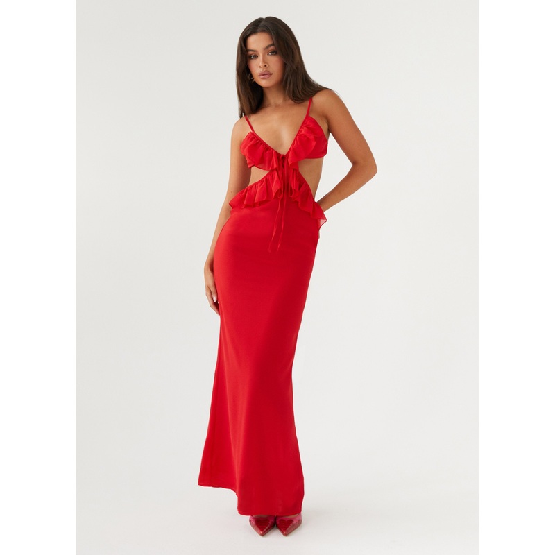 Klara Cut Out Maxi Dress – Red