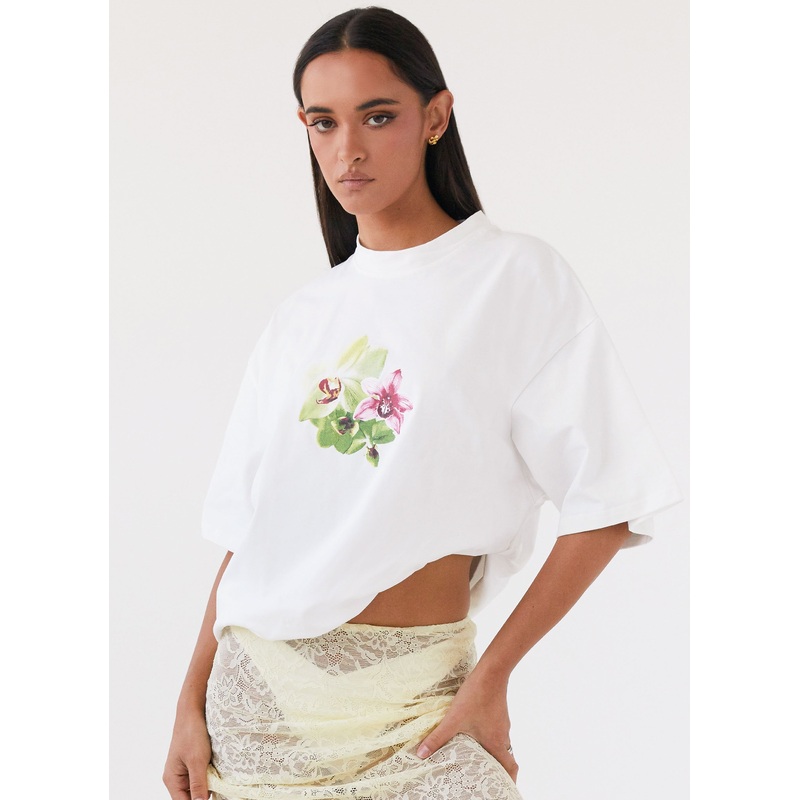 Lillies Oversized Tee – White