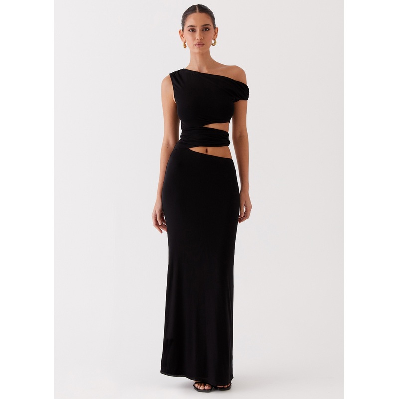 Margot One Shoulder Maxi Dress – Black