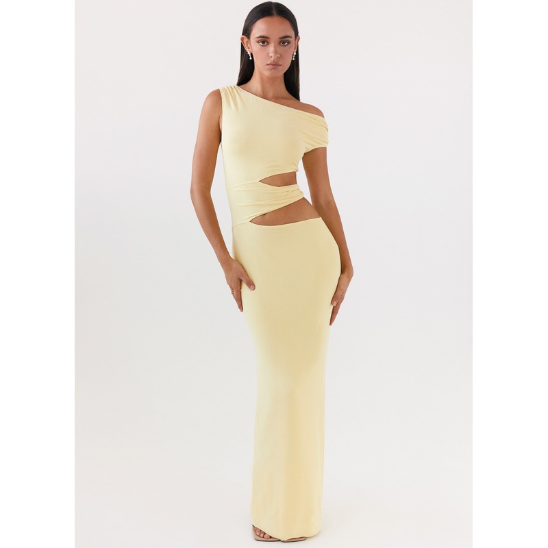 Margot One Shoulder Maxi Dress – Yellow