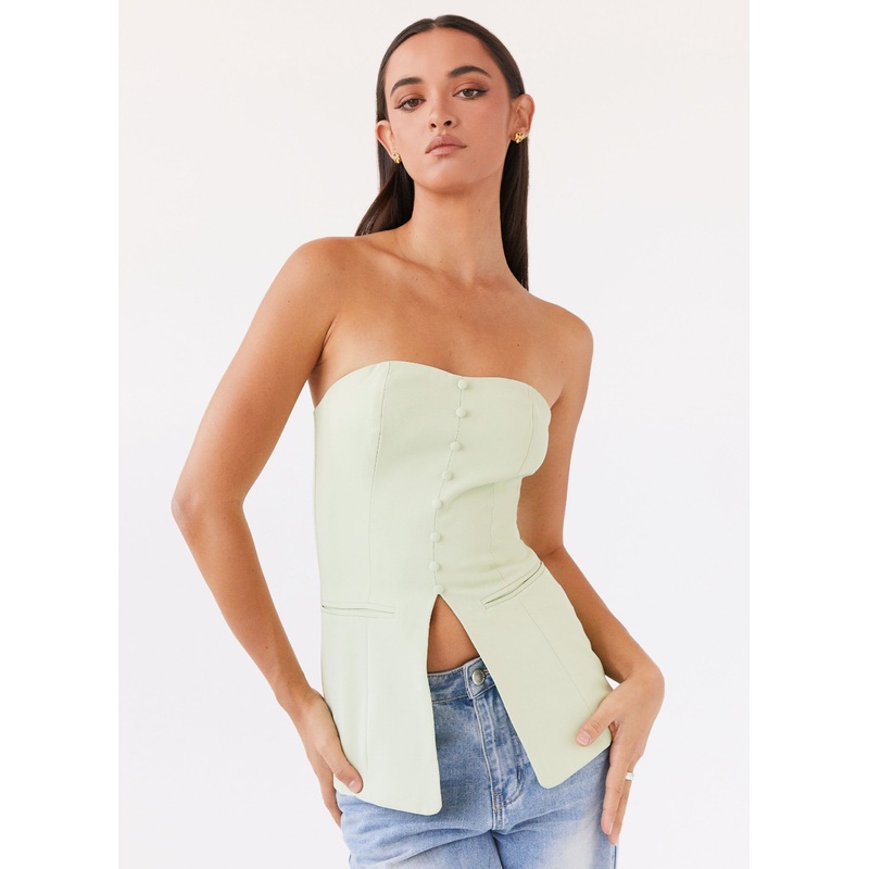 Riveria Tailored Strapless Top – Green Zest