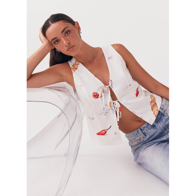 Tina Linen Vest Top – Banchetto