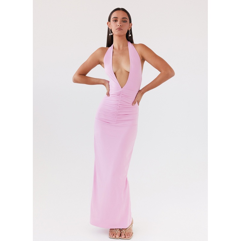 Whisked Away Halterneck Maxi Dress – Pink