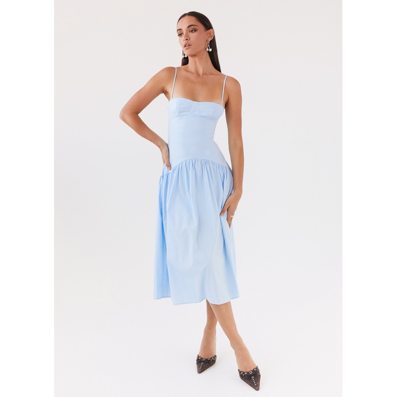 Yvette Corset Midi Dress – Blue