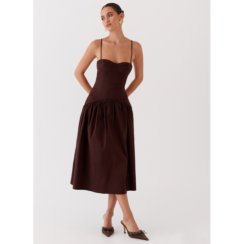 Yvette Corset Midi Dress – Chocolate