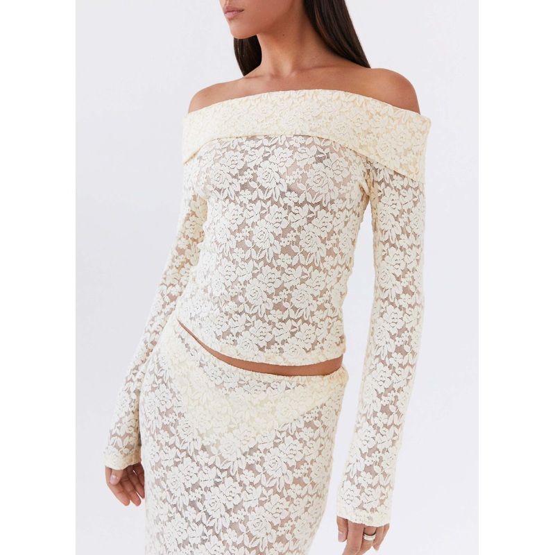 Zephyra Lace Long Sleeve Top – Natural