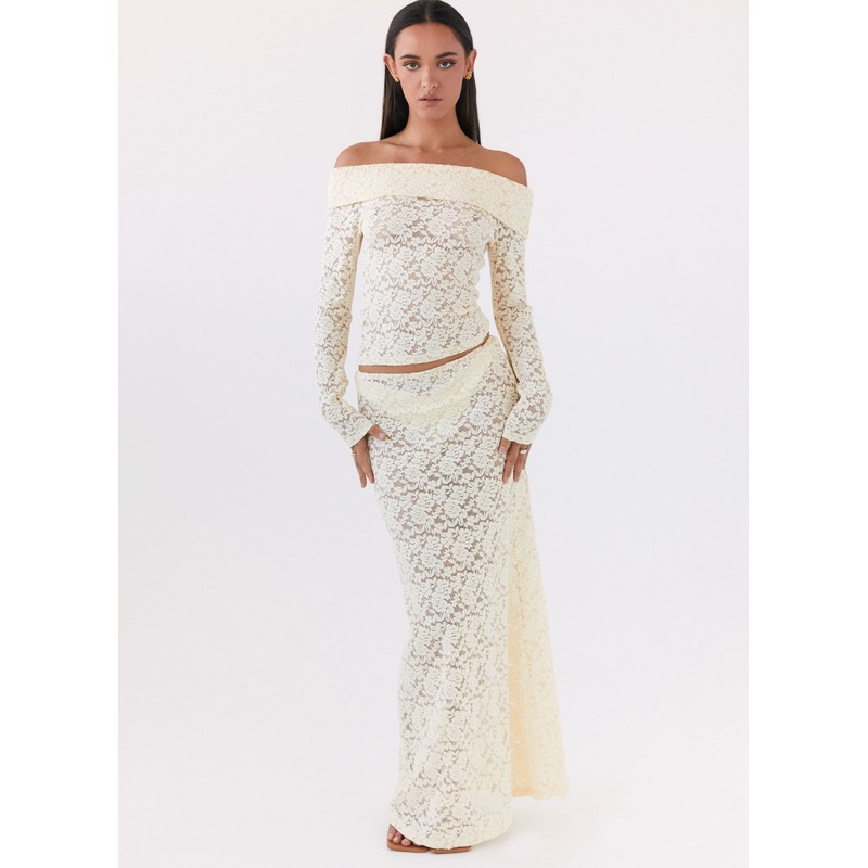 Zephyra Lace Maxi Skirt – Natural