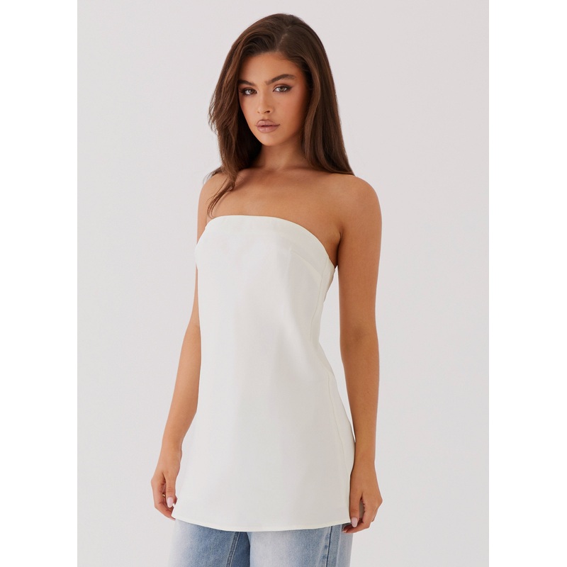 Zoey Satin Tube Top – Pearl