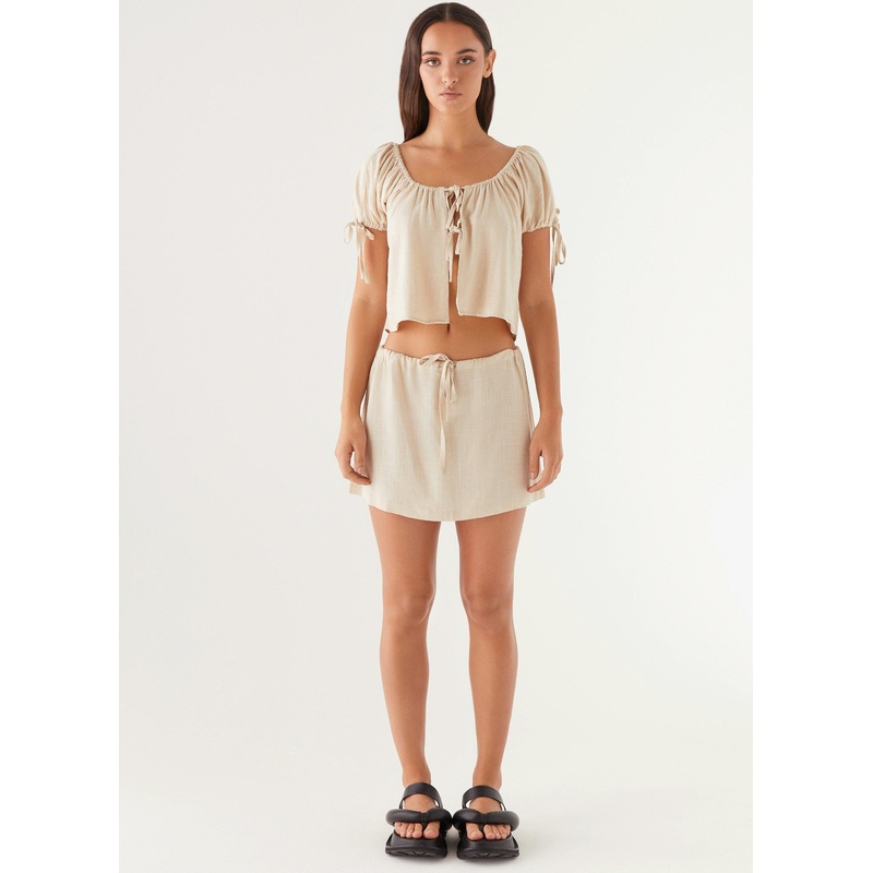 Amber Fields Linen Mini Skirt – Natural
