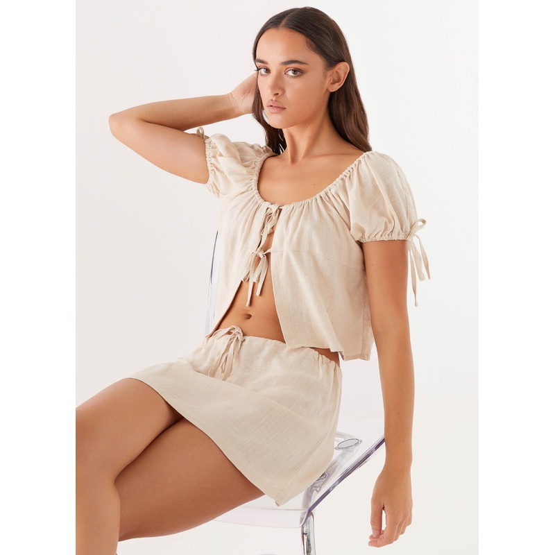 Amber Fields Linen Top – Natural